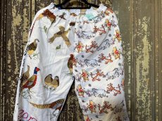 画像2: VINTAGEリメイクパンツ/キッチンクロス・ファブリックカレンダーリメイクパンツ (2)
