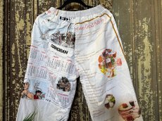 画像5: VINTAGEリメイクパンツ/キッチンクロス・ファブリックカレンダーリメイクパンツ (5)