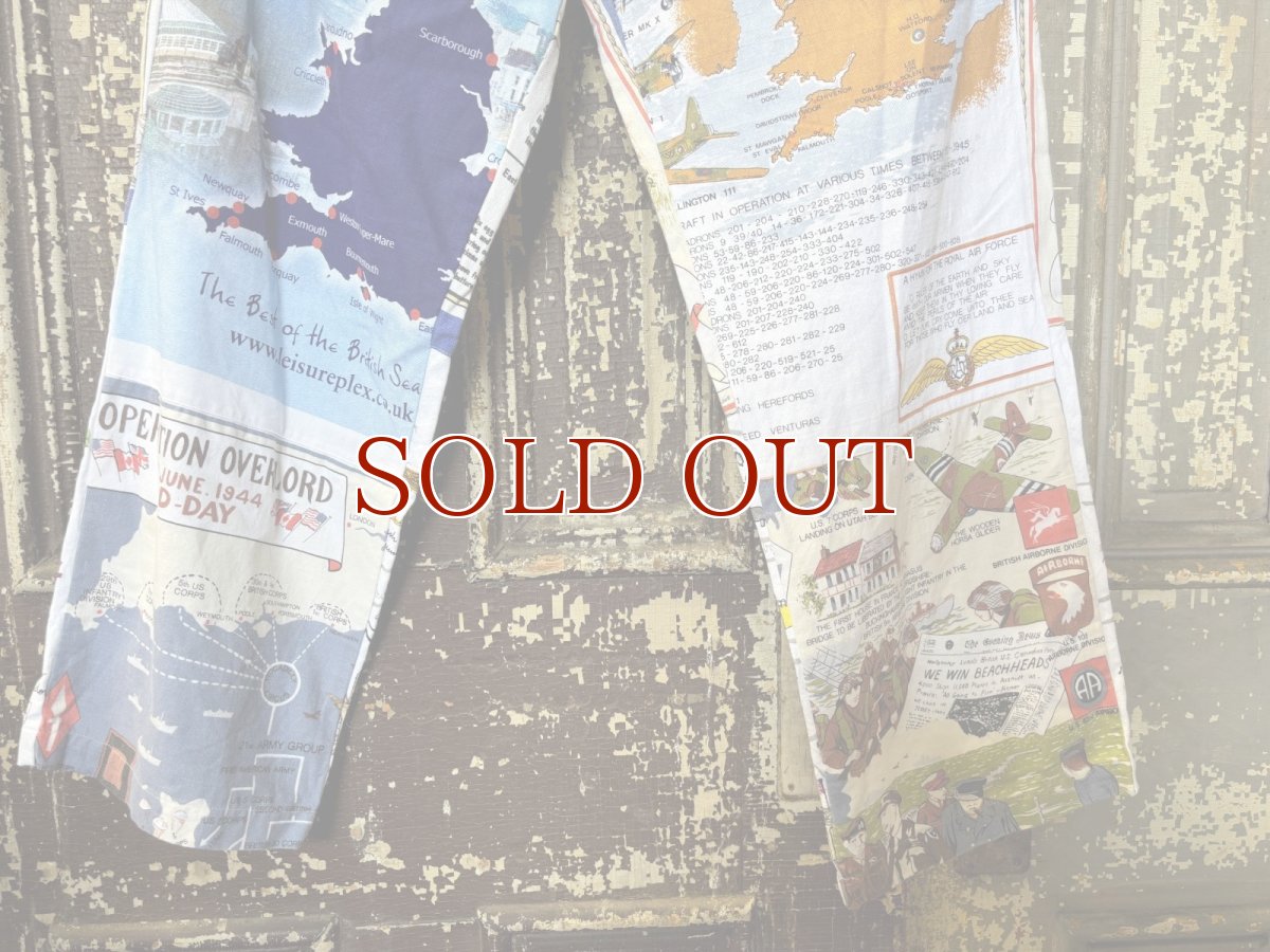 画像3: VINTAGEリメイクパンツ/キッチンクロス・ファブリックカレンダーリメイクパンツ (3)