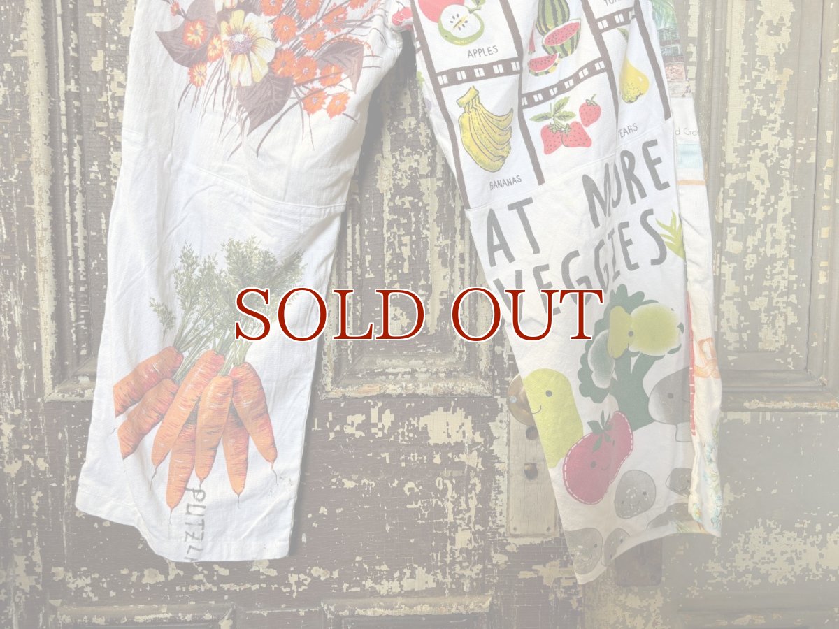 画像6: VINTAGEリメイクパンツ/キッチンクロス・ファブリックカレンダーリメイクパンツ (6)