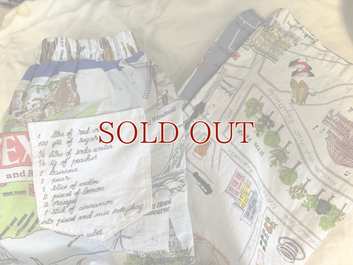 画像7: VINTAGEリメイクパンツ/キッチンクロス・ファブリックカレンダーリメイクパンツ (7)