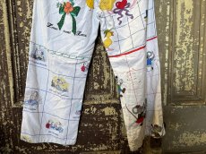 画像6: VINTAGEリメイクパンツ/キッチンクロス・ファブリックカレンダーリメイクパンツ (6)