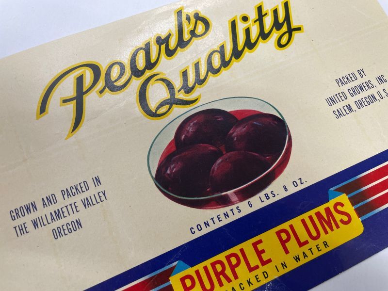 画像1: Pearl's Quality PURPLE PLUMS 木箱ラベル (1)